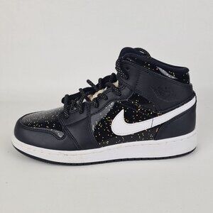 Nike Air Jordan 1 Mid Black Glitter Sneakers Size 5 Y